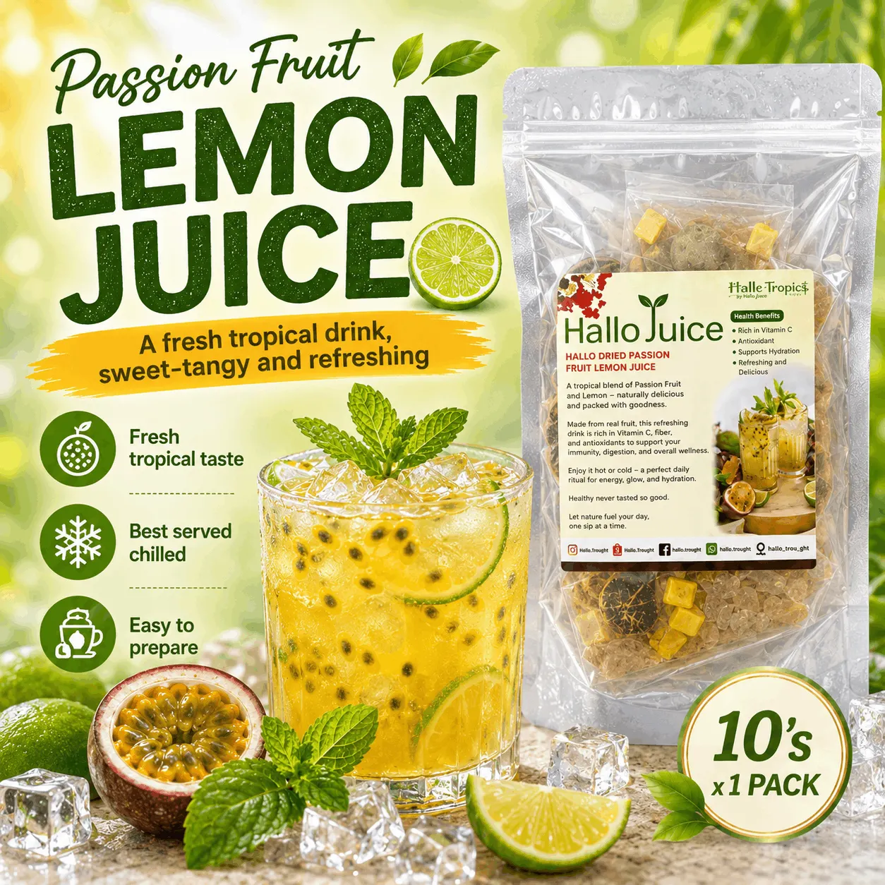 Hallo Dried Passion Fruit Lemon Juice angle 1